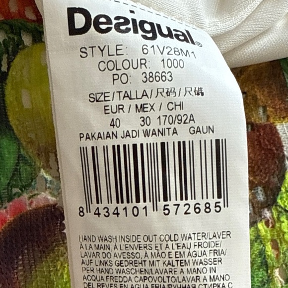 Desigual Cream Lace Sleeveless Colorful Hemline Sheath Dress Size 40 EU / 6 US - Picture 10 of 12